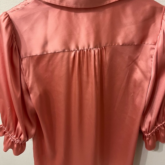 White House Black Market Coral Satin Blouse - Picture 3 of 4